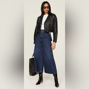 Slate & Willow Cropped Leather Moto Jacket Size Medium